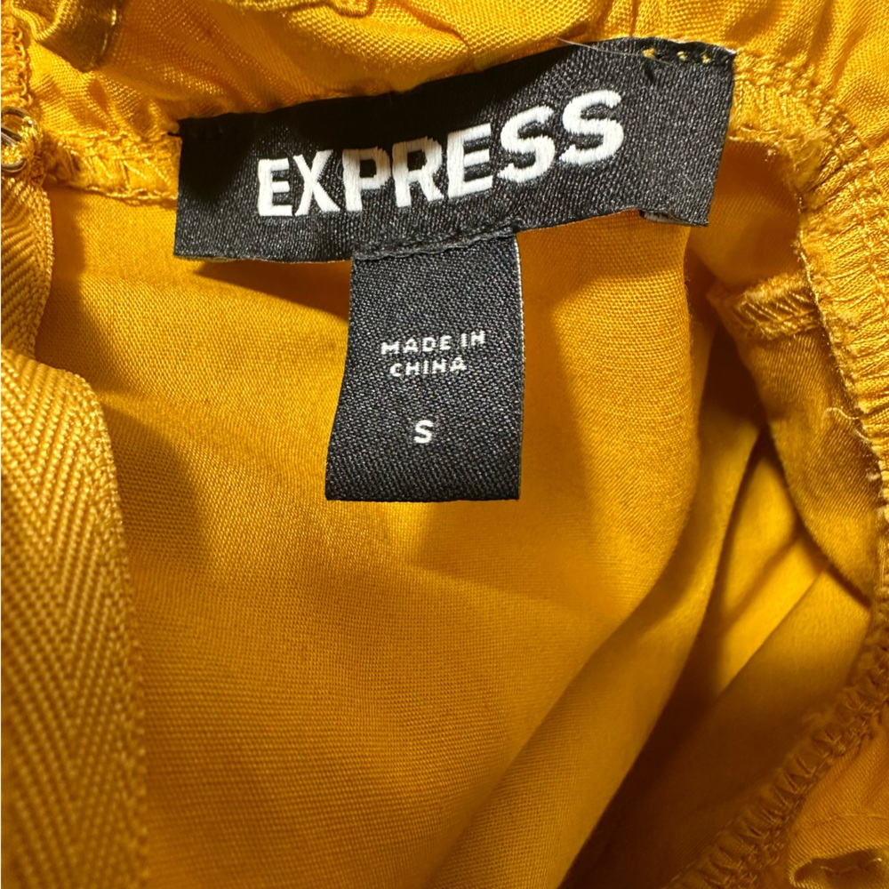 Express Mustard Lace Puff Sleeve Blouse - Picture 4 of 6